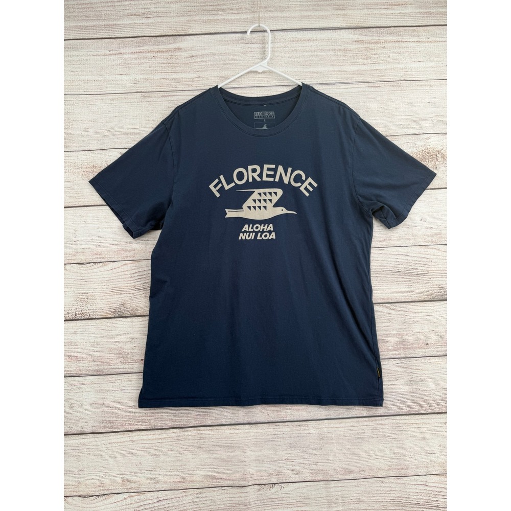 Florence Marine X T-Shirt Men Large Navy Aloha Nui Loa Organic Cotton Graphic